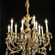 antique Louis XV-style bronze and crystal chandelier
