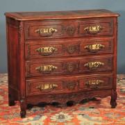 Antique French Provincial oak commode with serpentine front c. 1890