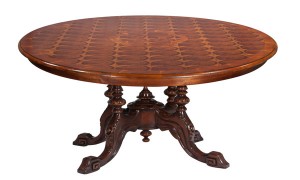 English Oyster Burl Dining Table